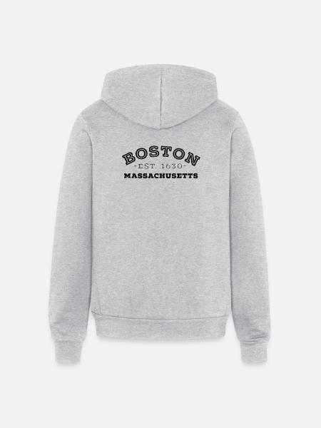 Boston Massachusetts - Unisex Full Zip Hoodie - heather gray