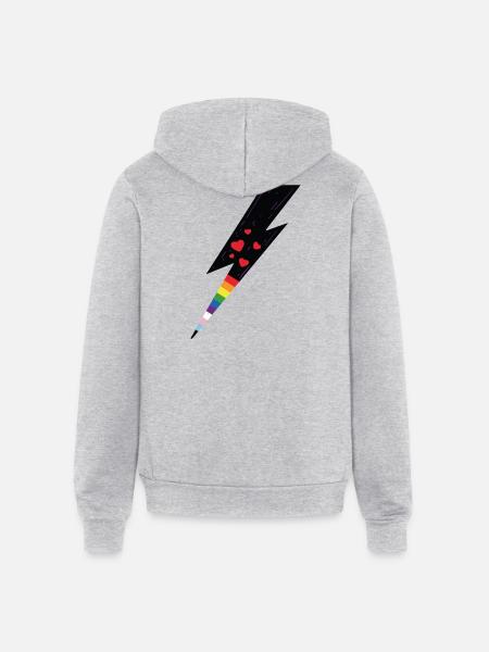 Pride Lightning - Unisex Full Zip Hoodie - heather gray