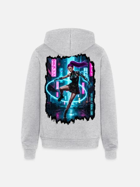 Cyberpunk Aesthetic — Phantom Protocol - Unisex Full Zip Hoodie - heather gray