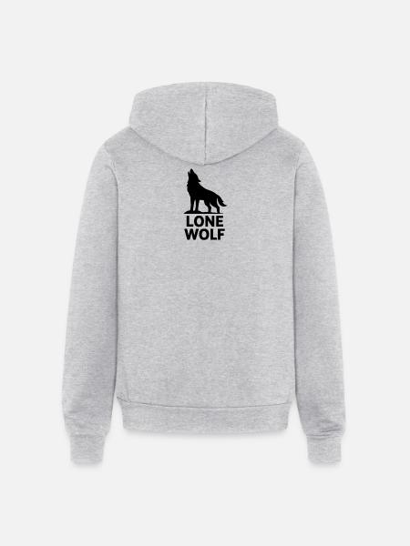Lone Wolf Howling Silhouette - Unisex Full Zip Hoodie - heather gray