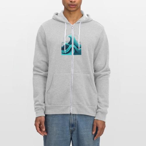 Dynamic Ocean Wave Illustration - Unisex Full Zip Hoodie