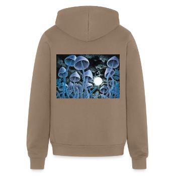 Twelve magic mushrooms at full moon - Unisex Full Zip Hoodie - cinder - Back - Noah (186cm)