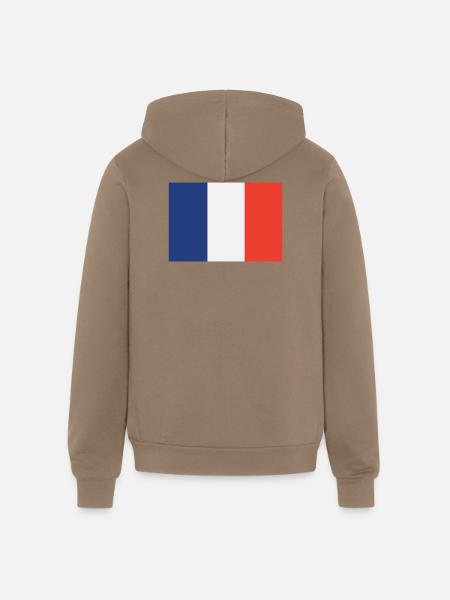 Vertical French Flag Trio - Unisex Full Zip Hoodie - cinder