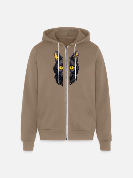 Black Cat face - Unisex Full Zip Hoodie - cinder