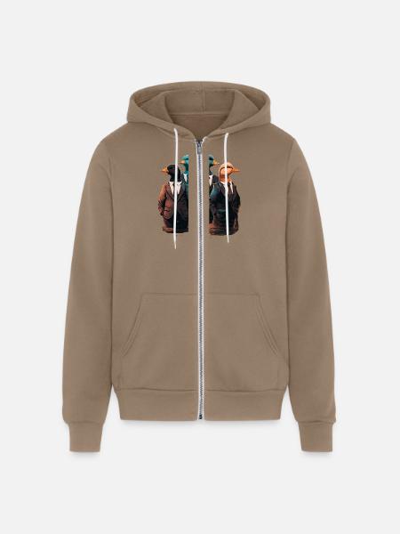 Funny Ducks in Suits - Unisex Full Zip Hoodie - cinder