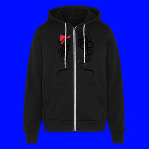 Curly Girl with Red Bow - Unisex Full Zip Hoodie