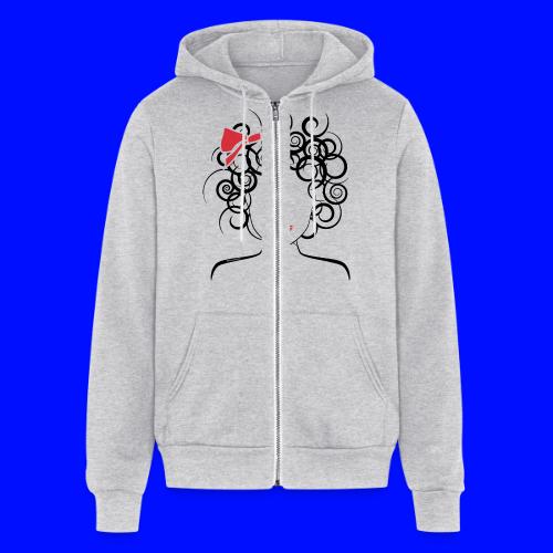 Curly Girl with Red Bow - Unisex Full Zip Hoodie