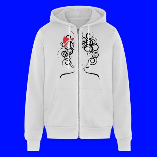 Curly Girl with Red Bow - Unisex Full Zip Hoodie