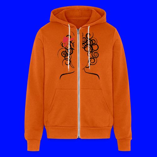 Curly Girl with Red Bow - Unisex Full Zip Hoodie