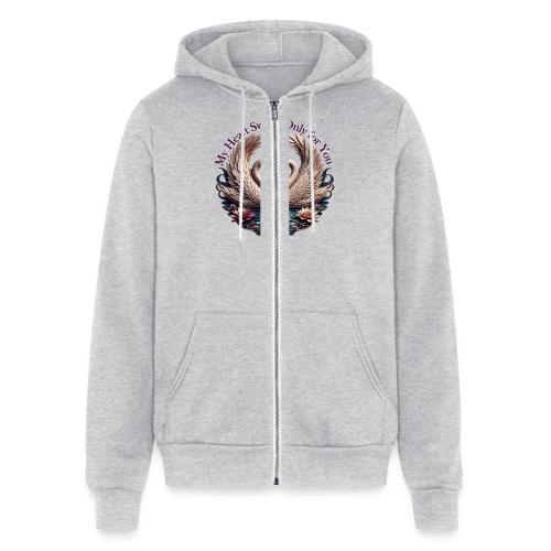 My Heart Swims Only for You Swan Heart T-Shirt - Unisex Full Zip Hoodie