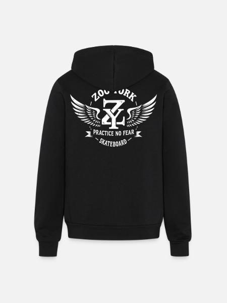 Zoo York Wings - Unisex Full Zip Hoodie - black