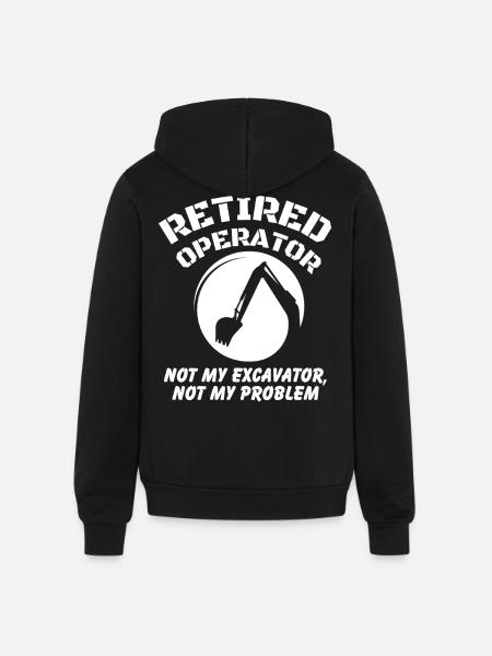 Retired Heavy Equipment Operator - Unisex Full Zip Hoodie - black