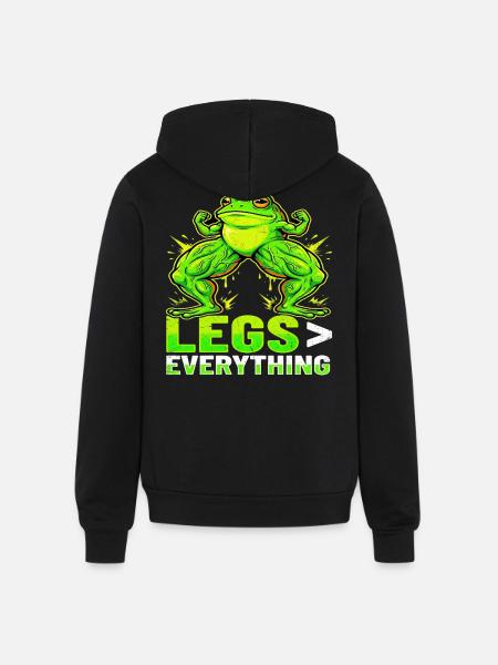 Legs Over Everything Frog - Unisex Full Zip Hoodie - black