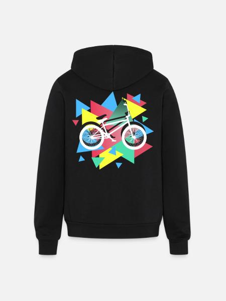 BMX Biking Geometric - Unisex Full Zip Hoodie - black