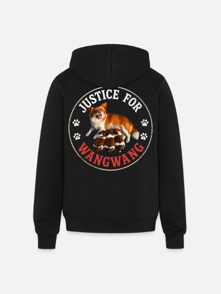 Justice For Wangwang Dog - Unisex Full Zip Hoodie - black