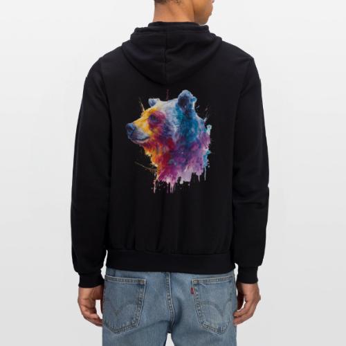 Watercolor Bear Portrait - Unisex Full Zip Hoodie