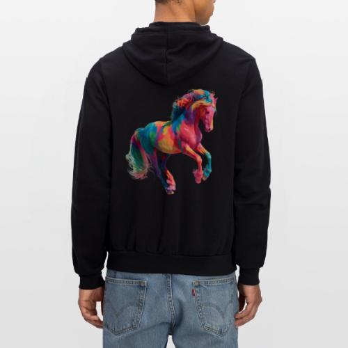 Colorful Paint Splatter Horse Art - Unisex Full Zip Hoodie