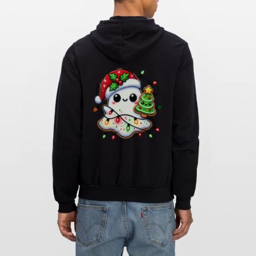 Christmas Collection - Snow Ghost in Santa Hat - Unisex Full Zip Hoodie