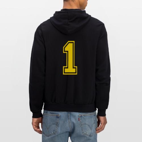 Number 1 in a classic athletic collegiate font - Unisex Full Zip Hoodie