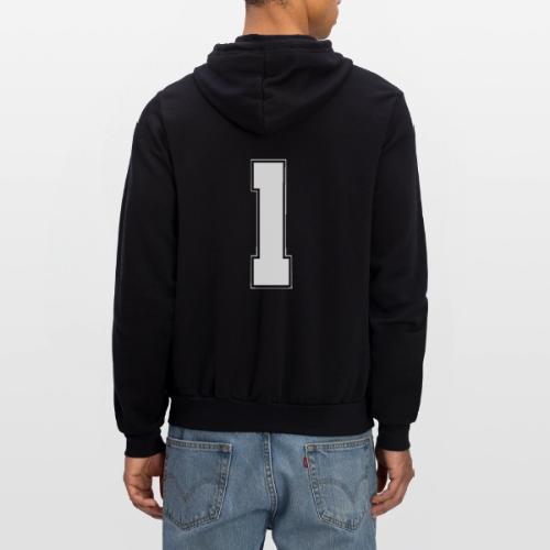 White Number 1 – Varsity Font - Unisex Full Zip Hoodie