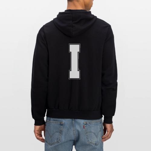 White Letter I – Varsity Alphabet Monogram - Unisex Full Zip Hoodie
