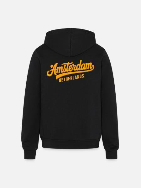 Amsterdam Netherlands Souvenir Design - Unisex Full Zip Hoodie - black