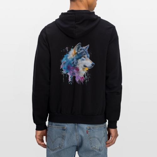 Splash-Art Wolf Head - Unisex Full Zip Hoodie