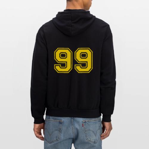 Number 99 in a classic athletic collegiate font - Unisex Full Zip Hoodie