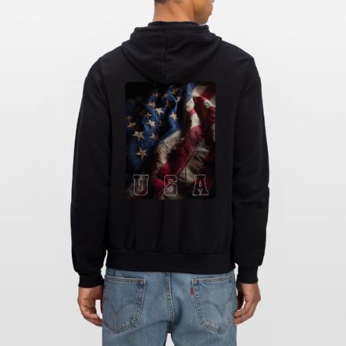 USA: Worn Stars and Stripes - Unisex Full Zip Hoodie