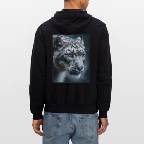 Snow Leopard Blue Eyes Design - Unisex Full Zip Hoodie