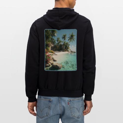 Serene Tropical Beach Floral Design - Unisex Full Zip Hoodie