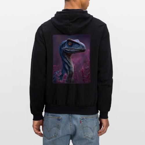 Blue Velociraptor Portrait Design - Unisex Full Zip Hoodie