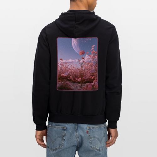 Cosmic Moon & Cosmos Flowers Art - Unisex Full Zip Hoodie
