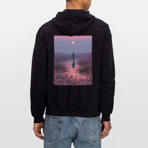 Ethereal Sunset Flower Field Art - Unisex Full Zip Hoodie