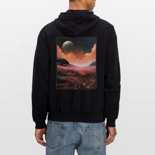 Moonlit Fantasy Flower Landscape - Unisex Full Zip Hoodie