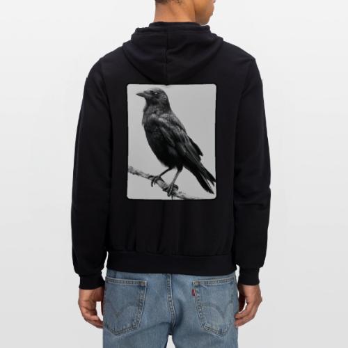 Raven Black and White Art Design - Unisex Full Zip Hoodie