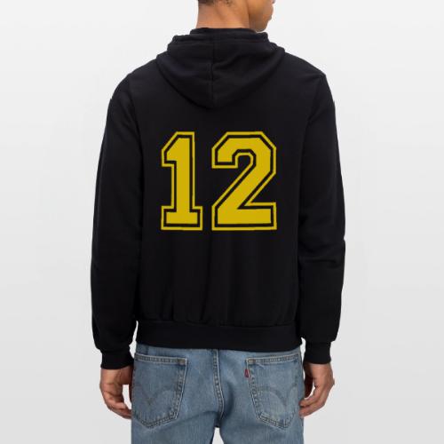 Number 12 in a classic athletic collegiate font - Unisex Full Zip Hoodie