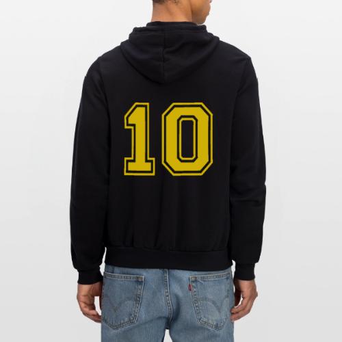 Number 10 in a classic athletic collegiate font - Unisex Full Zip Hoodie