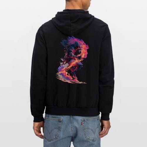 Flaming Ninja Warrior Fantasy Design - Unisex Full Zip Hoodie