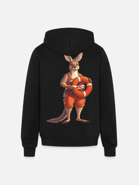 Lifeguard Kangaroo on Duty - Unisex Full Zip Hoodie - black