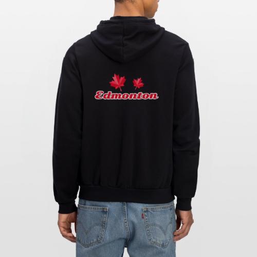 Edmonton with two red maple leaves - Unisex Full Zip Hoodie