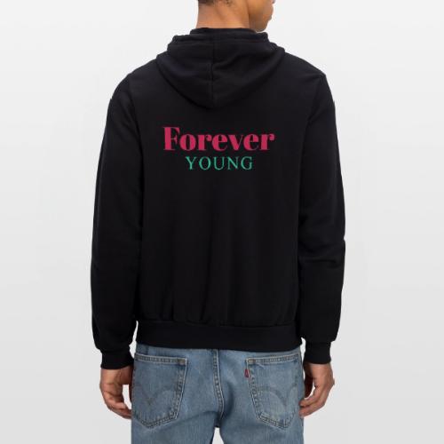 Forever Young Typography Design - Unisex Full Zip Hoodie