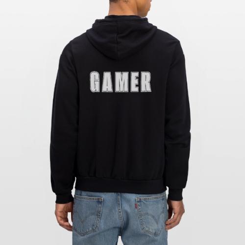 Gamer Collegiate White Text Design - Unisex Full Zip Hoodie