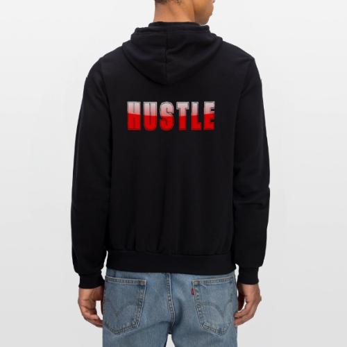HUSTLE Bold Red Motivational Typography Design - Unisex Full Zip Hoodie