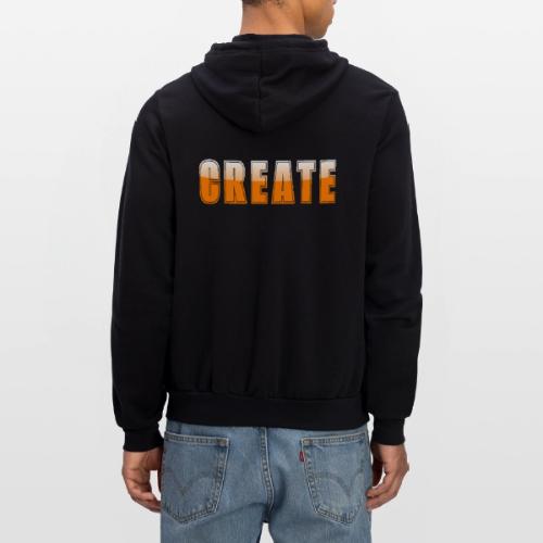 CREATE Vibrant Orange Bold Word Graphic - Unisex Full Zip Hoodie