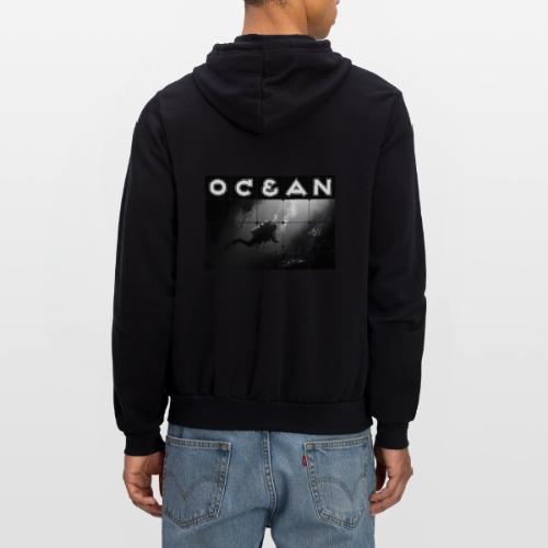Ocean: Monochrome descent of a scuba diver - Unisex Full Zip Hoodie