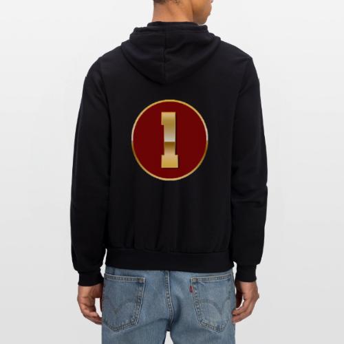 Number 1 in Gold Varsity Font - Unisex Full Zip Hoodie