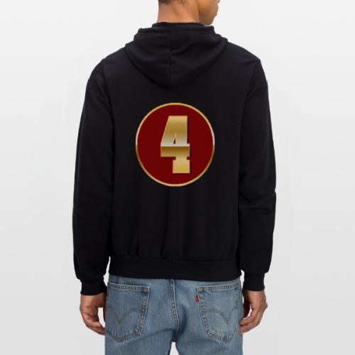 Number 4 in Gold Varsity Font - Unisex Full Zip Hoodie