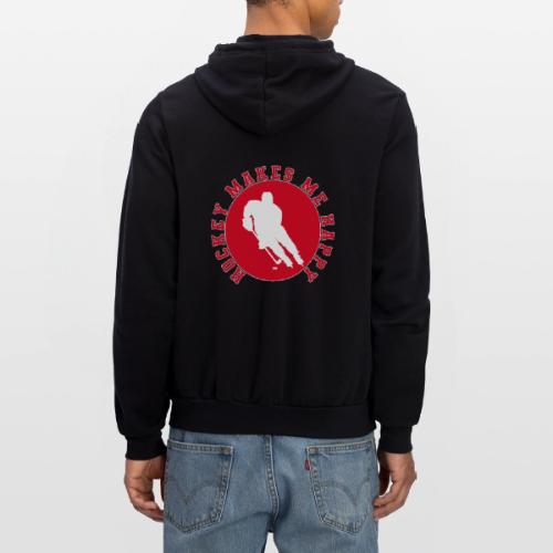 Hockey Makes Me Happy – Ice Hockey Fan Emblem - Unisex Full Zip Hoodie