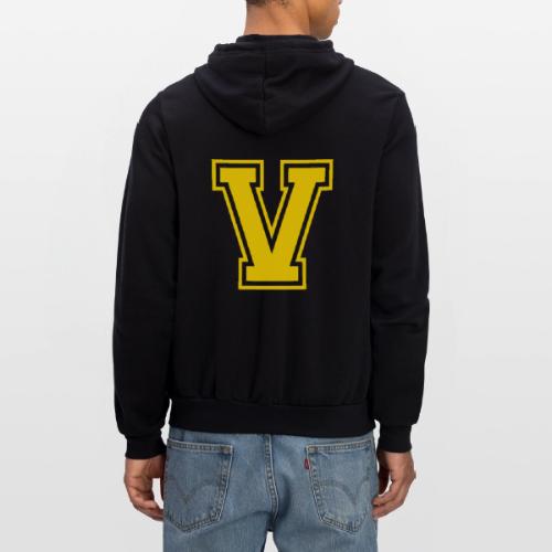 Letter V – Capital Athletic Alphabet Monogram - Unisex Full Zip Hoodie